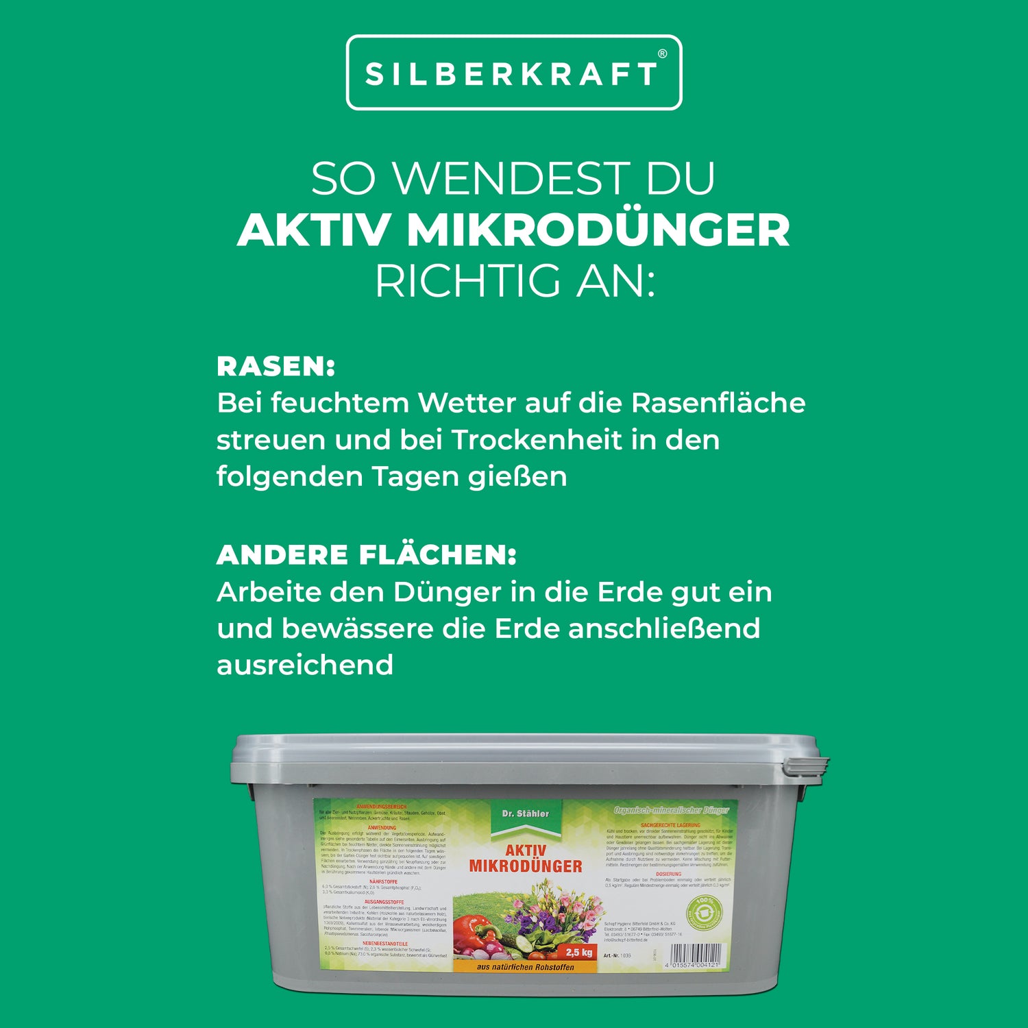 Aktiv Mikrodünger für gesunde Zier- und Nutzpflanzen - fest - Silberkraft