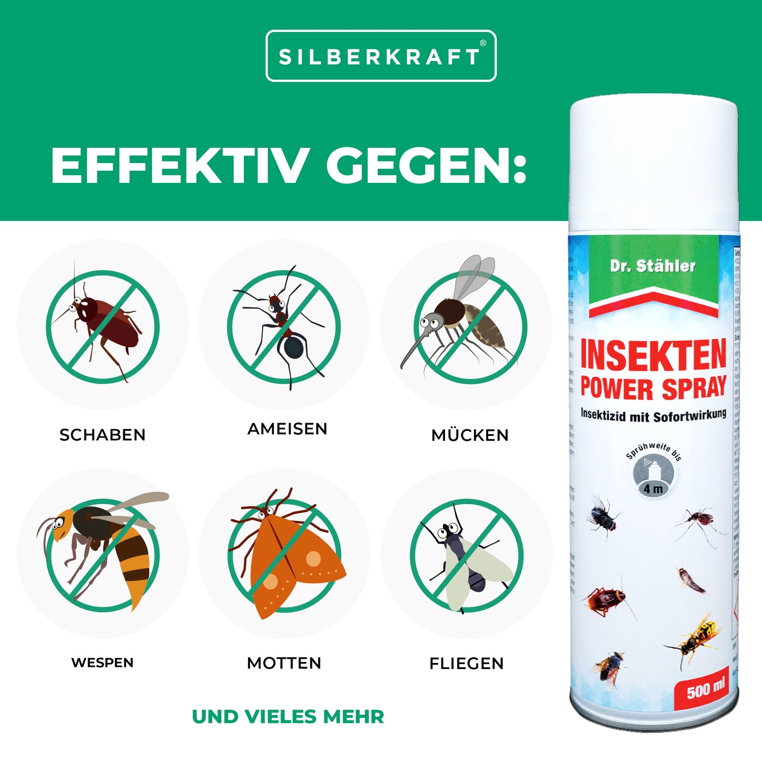 Insekten-Power Spray: Effektive Lösung für kriechende und fliegende Ungeziefer wie Schaben und Motten - Silberkraft