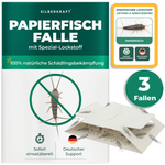 Zestaw 3 sztuk - papierowa pułapka na ryby Silberkraft ze zintegrowanym specjalnym atraktantem do zwalczania ryb papierowych w gospodarstwie domowym