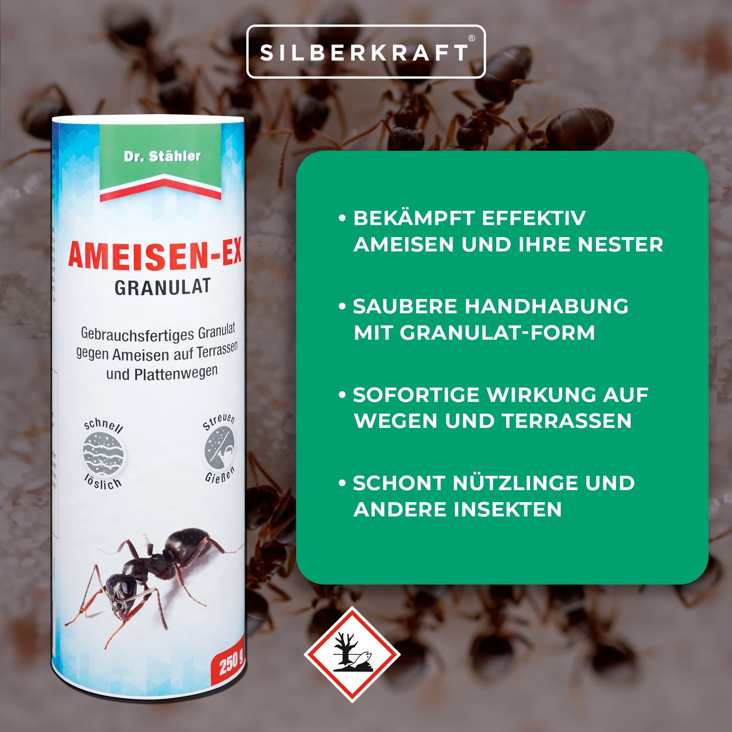 Bewährtes Ameisen-Ex Granulat für erfolgreiche Schädlingsabwehr - Silberkraft