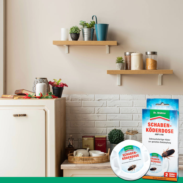 Schaben-Köderdose für Innenräume gegen die deutsche Schabe, gemeine Küchenschabe und Amerikanische Großschabe - Silberkraft