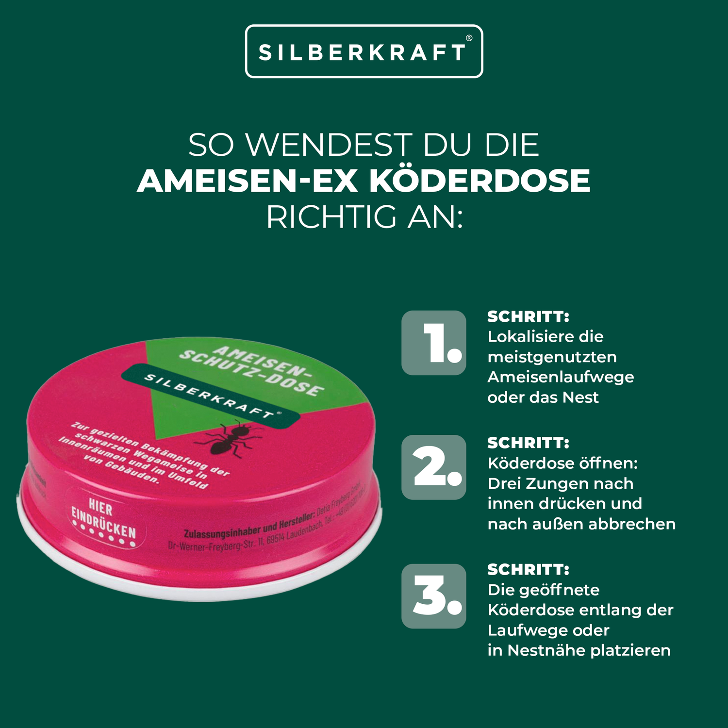 Ameisen-Ex Köderdose, 2 Stück - Silberkraft