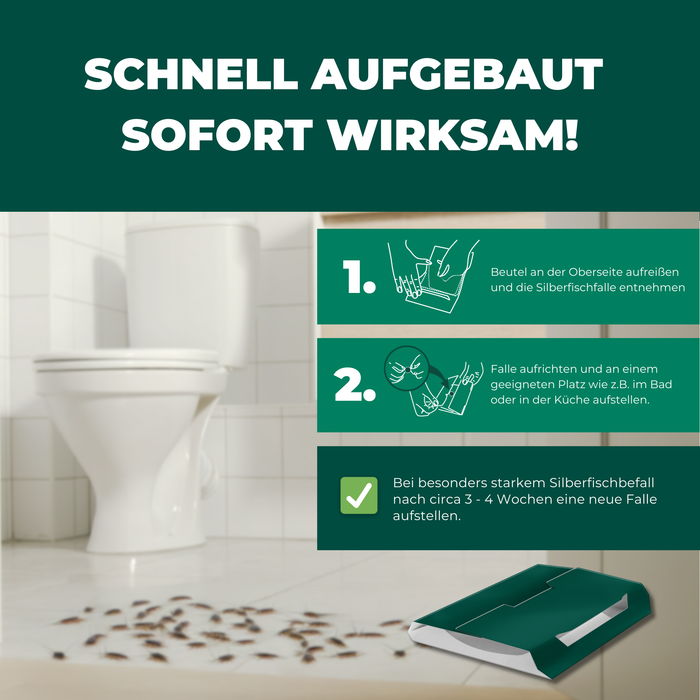 Silberfischfallen Silberfische & Papierfische bekämpfen 10 Stück - Silberkraft