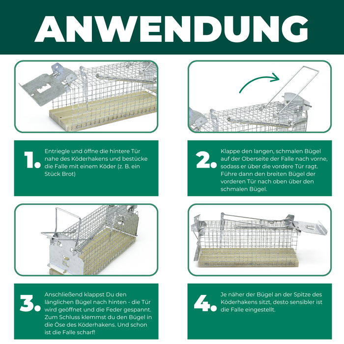 Lebendfalle für Mäuse aus Draht - Mäusefalle - tierfreundliche Alternative zu Schlagfallen und Giftköder - Silberkraft