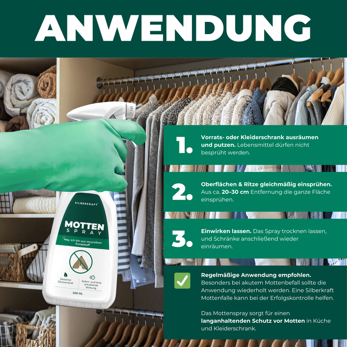Mottenspray gegen Kleider- & Lebensmittelmotten - Silberkraft