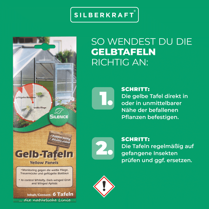 Silence Gelbtafeln (klein): Optimales Monitoring gegen die weiße Fliege, Trauermücke und Blattlaus - Silberkraft