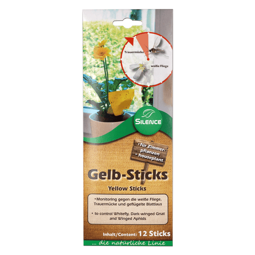 Silence Gelb-Sticks: Effektives Monitoring gegen die weiße Fliege, Trauermücke und Blattlaus - Silberkraft