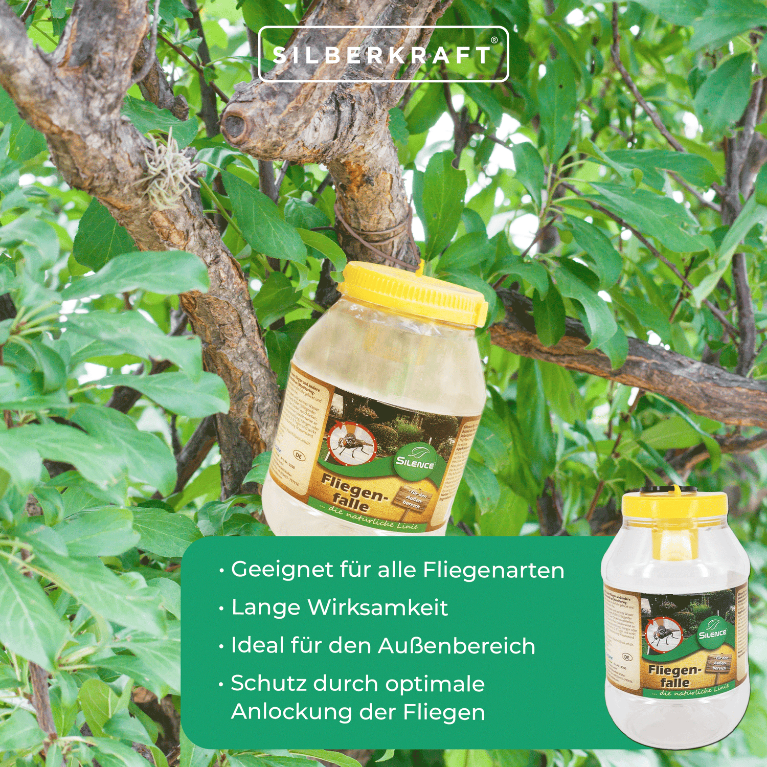 Silence Fliegenfalle: Optimaler Fliegenschutz  für den Außenbereich - Silberkraft