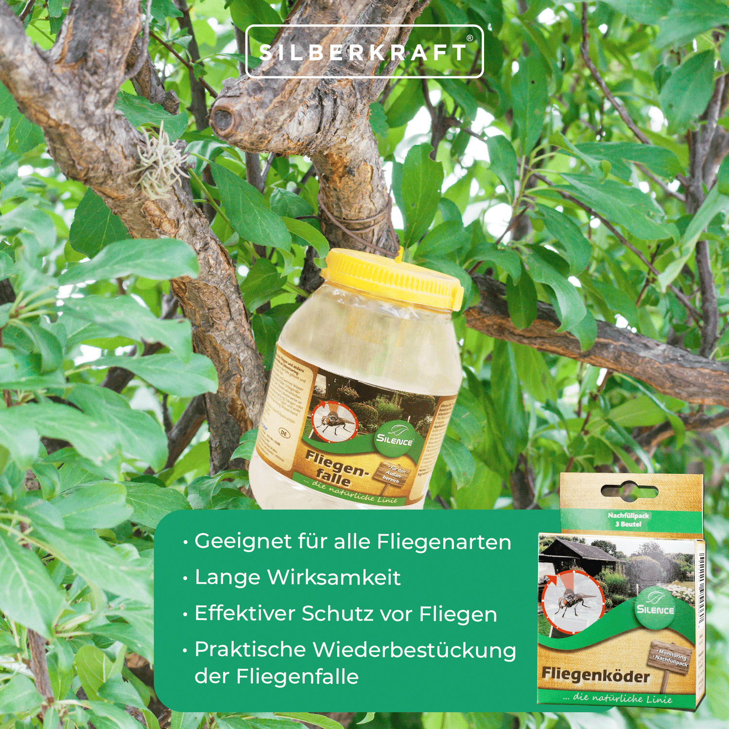 Silence Fliegenfalle Nachfüllpack: zur Wiederbestückung der Silence Fliegenfalle - Silberkraft