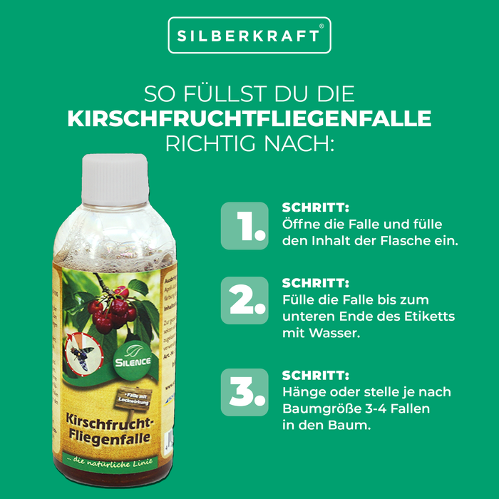 Silence Kirschfruchtfliegenfalle Nachfüllpack: zum Abfangen von Fruchtfliegen - Silberkraft