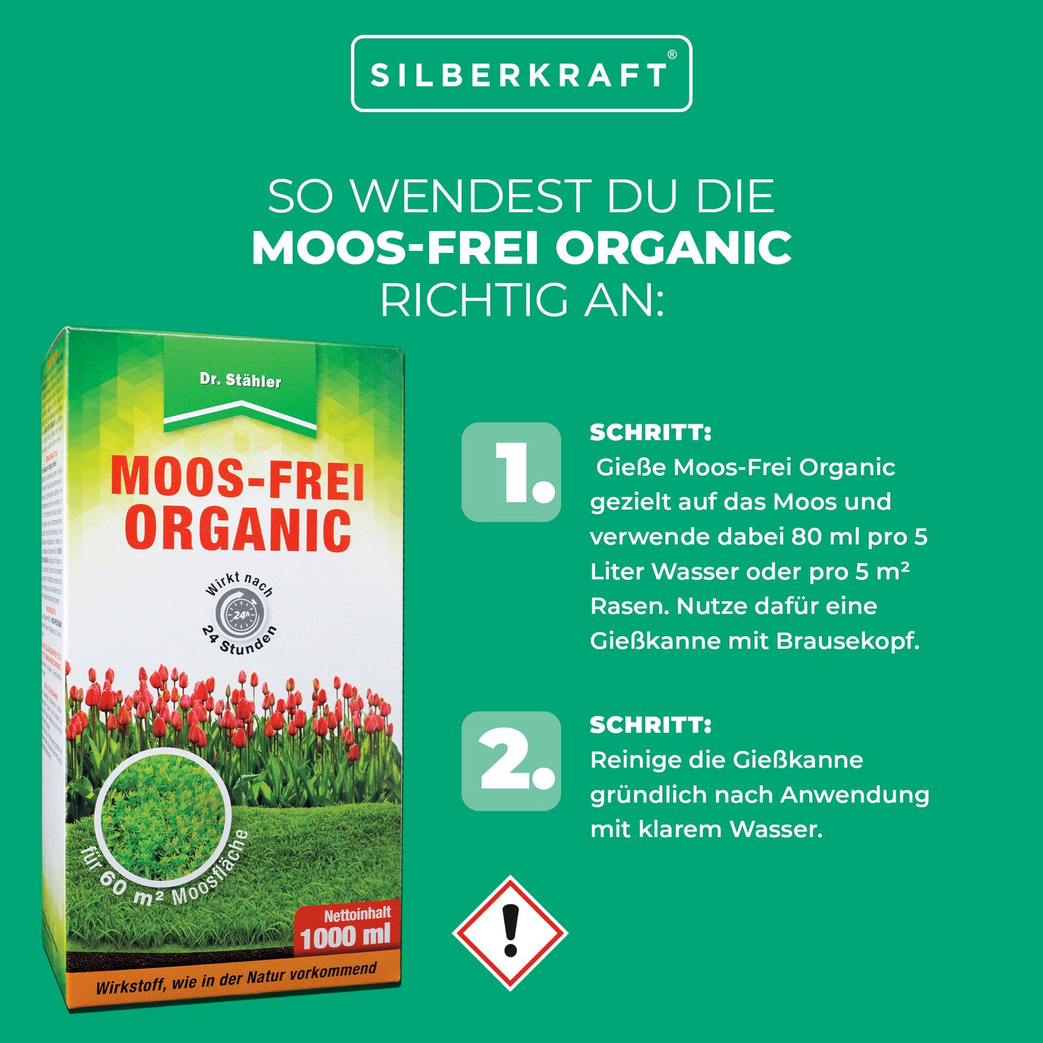 Moos-Frei Organic: Hochwirksamer Moosentferner für einen grünen, perfekten Rasen - Silberkraft