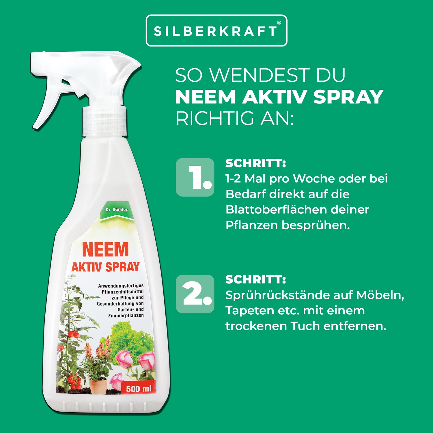 Neem Aktiv Spray: Pflege und Gesunderhaltung von Garten- und Zimmerpflanzen - Silberkraft