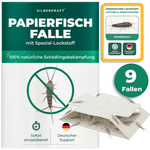 9x Papierowa pułapka na ryby Silberkraft ze zintegrowanym specjalnym atraktantem do zwalczania ryb papierowych w gospodarstwie domowym