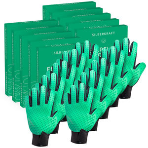 Fellpflegehandschuh für Hund, Katze, Pferd; Kaninchen und anderen Haustieren - Schonende Pflege dank 256 Noppen - Massageeffekt - Einheitsgröße - Egal ob Lang oder Kurzhaar - Silberkraft