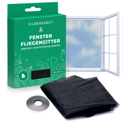 Fliegengitter für Fenster - 130 x 150 cm - ohne Bohren - Silberkraft