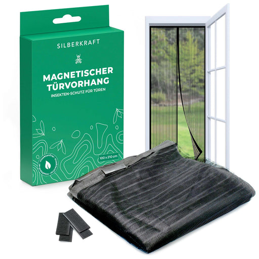 Fliegengitter für Türen - 100 x 210 cm - ohne Bohren - Silberkraft