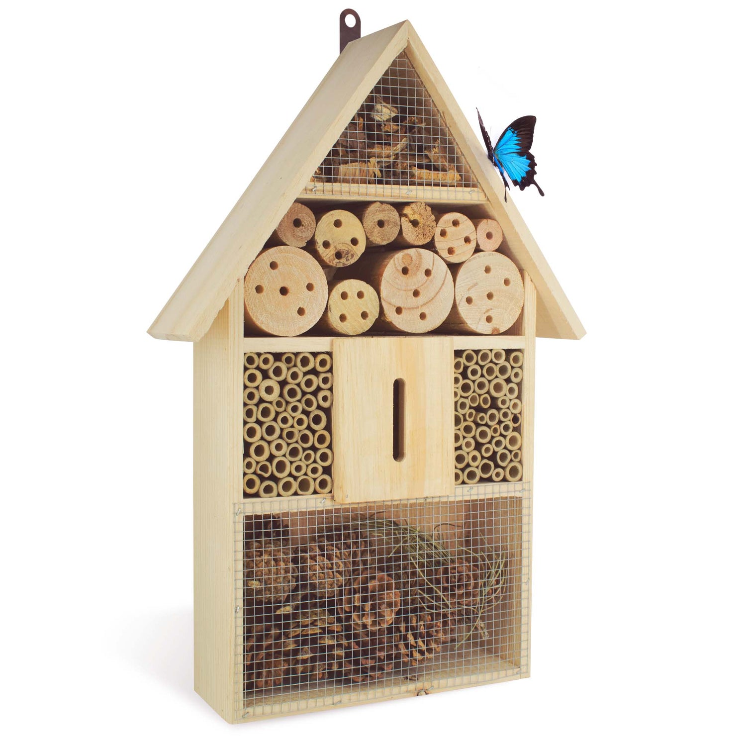 Insektenhotel aus Pinienholz - Unterschlupf für Insekten - 48 x 31 x 10 cm - Silberkraft