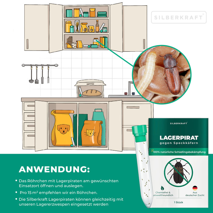 Lagerpirat zur Bekämpfung von Speckkäfern, Teppichkäfer & Vorratsschädlingen Lagerpiraten - Silberkraft