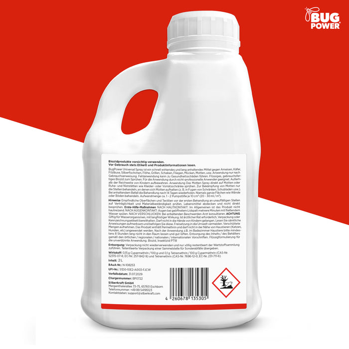 Spray na mole BugPower na mole odzieżowe i spożywcze - z efektem powalającym - srebrna moc