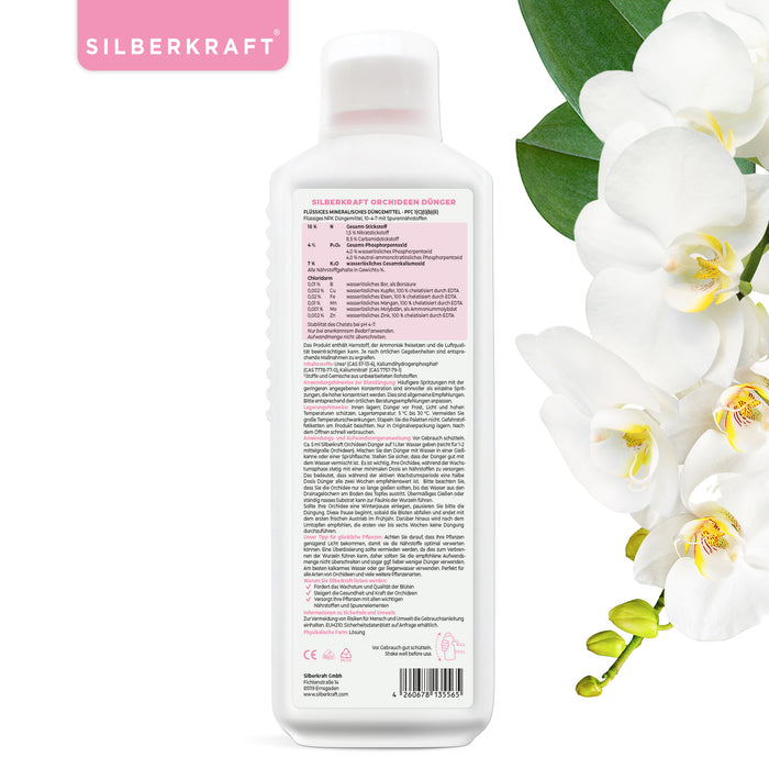 Orchideendünger - Mineralischer NPK Flüssigdünger mit Stickstoff - Dünger für Orchideen - Orchideen düngen - Silberkraft