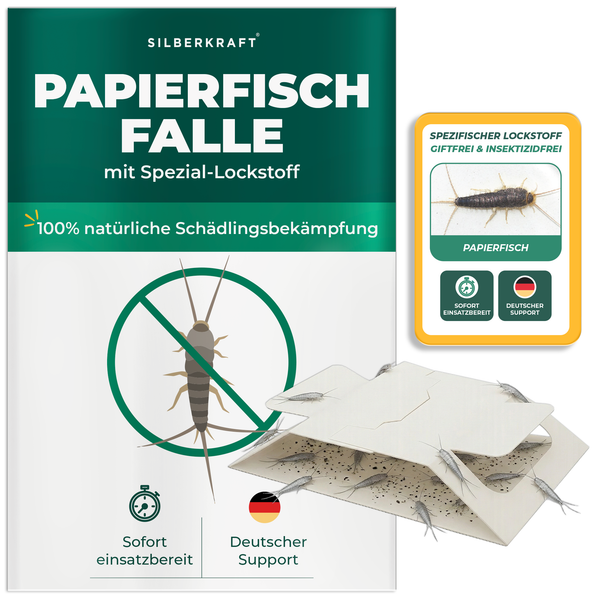 Papierowa pułapka na ryby Silberkraft ze zintegrowanym specjalnym atraktantem do zwalczania ryb papierowych w gospodarstwie domowym