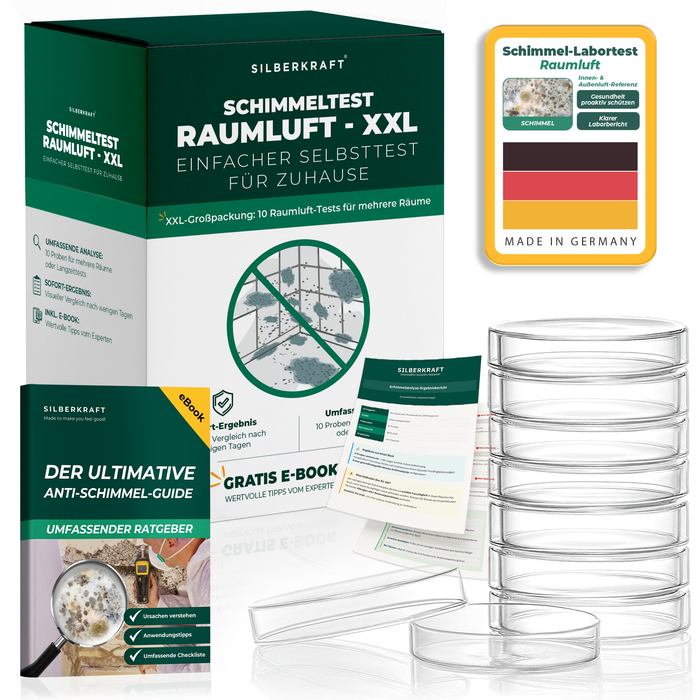 Schimmeltest Raumluft XXL – 10x Schimmel Selbsttest für Zuhause - Silberkraft