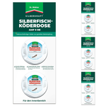 Dr. Stähler Silberkraft Silberfisch-Köderdose AMP 9 RB – Verpackungsansicht mit grün-weißem Design und mehreren gebrauchsfertigen Köderdosen zur Bekämpfung von Silberfischen, bis zu 3 Monate Wirkung, für Küche, Bad und Innenräume