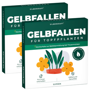 Gelbfalle Gelbtafeln Gelbsticker 12 Stück gegen Fruchtfliegen, Trauermücken, uvm. - Silberkraft