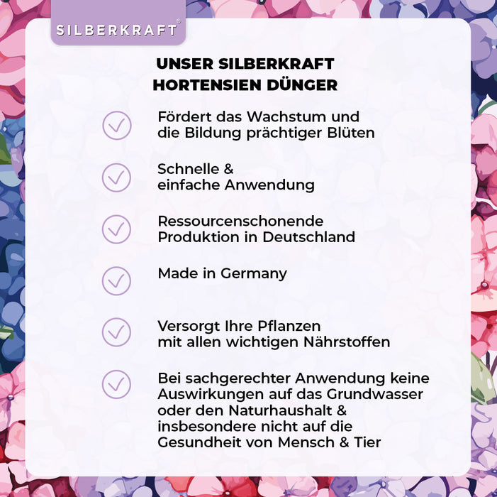 Nawóz do hortensji - Mineralny nawóz płynny NPK z azotem - Nawóz do hortensji - Nawóz do hortensji makrophylla - Silberkraft