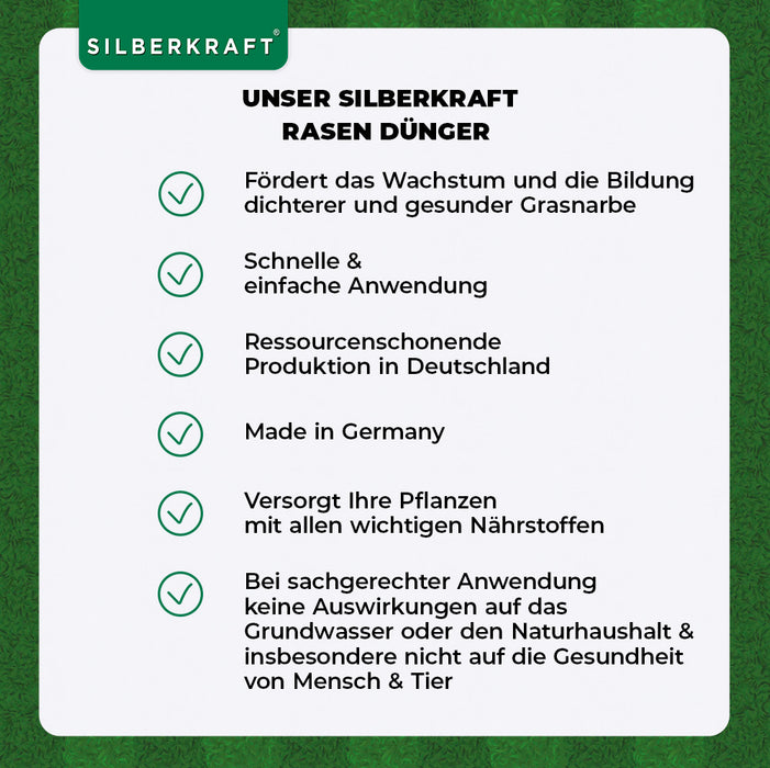 Rasen Dünger - Mineralischer NPK Flüssigdünger mit Stickstoff - Dünger für Rasen - Herbstdünger - Silberkraft