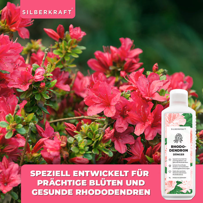 Rhododendron Dünger - Mineralischer NPK Flüssigdünger mit Stickstoff - Dünger für Rhododendren - Azaleen Dünger - Kamelien Dünger - Silberkraft