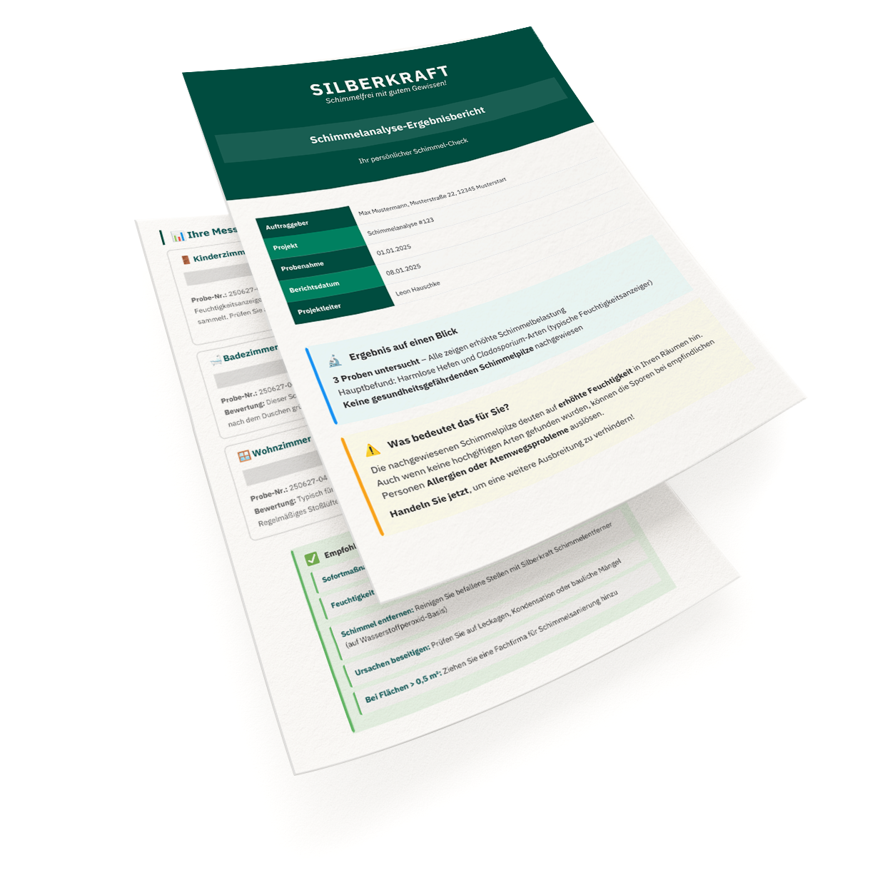 Schimmeltest Komplett-Set inkl. Laboranalyse | 3-fach Test für Raumluft & Oberflächen Raulufttest