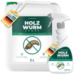 Kombi-Set: 3-Liter-Nachfüllkanister und 500 ml Sprühflasche Silberkraft Holzwurmspray.