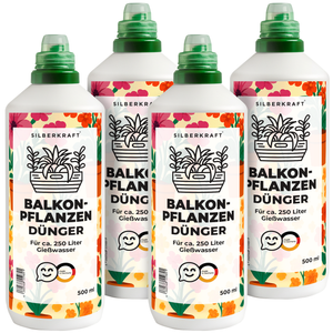 Balkonpflanzendünger – Mineralischer NPK Flüssigdünger mit Stickstoff – Dünger für Balkonpflanzen – Blumenkasten- & Kübelpflanzen-Dünger - Silberkraft
