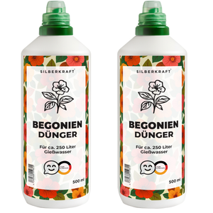 Begoniendünger – Mineralischer NPK Flüssigdünger mit Stickstoff – Dünger für Begonien – Balkon- & Zimmerpflanzen-Dünger - Silberkraft