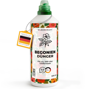 Begoniendünger – Mineralischer NPK Flüssigdünger mit Stickstoff – Dünger für Begonien – Balkon- & Zimmerpflanzen-Dünger - Silberkraft