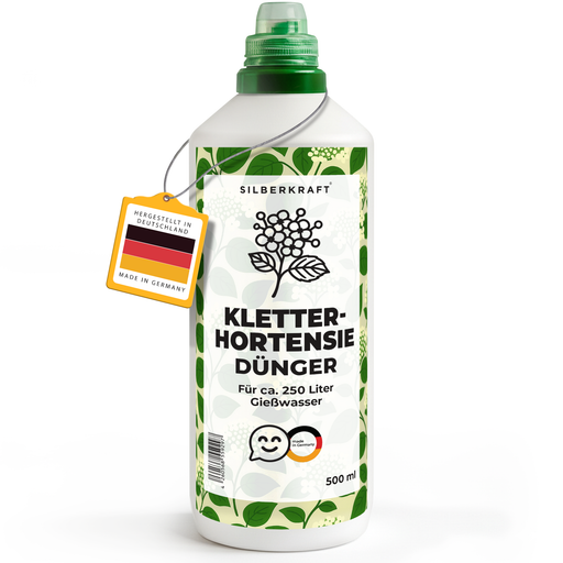 Kletterhortensiedünger – Mineralischer NPK Flüssigdünger mit Stickstoff – Dünger für Kletterhortensien – Gartenpflanzen-Dünger - Silberkraft