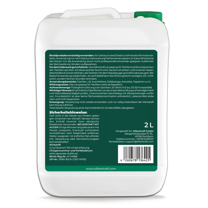 Läusespray für Textilien und Kopfläuse vorbeugen Spray - Silberkraft