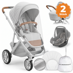 Silberkraft Moskitonetz für Kinderwagen und Buggy im 2er-Set, feinmaschiges weißes Insektenschutznetz für Kinderwagen, Babyschale und Tragewanne, inklusive Aufbewahrungsbeutel – universeller Insektenschutz für unterwegs, leicht und reisetauglich
