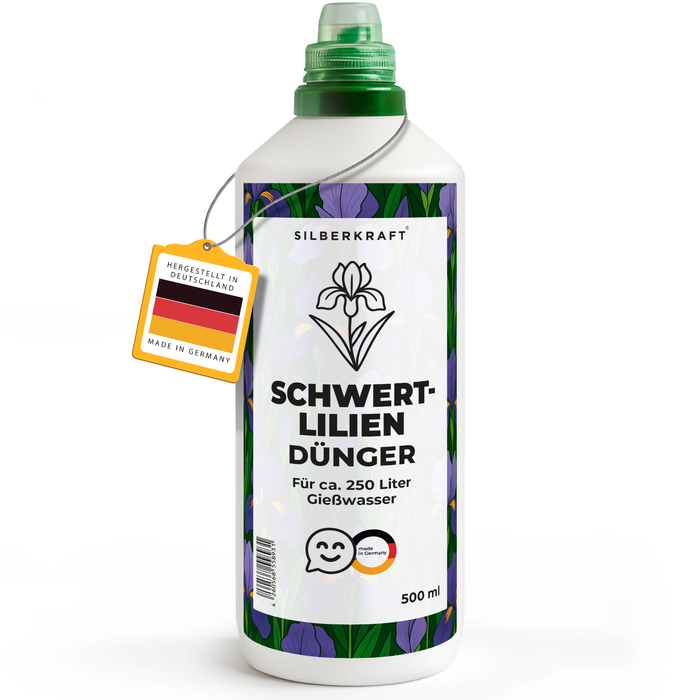 Schwertliliendünger – Mineralischer NPK Flüssigdünger mit Stickstoff – Dünger für Schwertlilien (Iris) – Stauden-Dünger - Silberkraft
