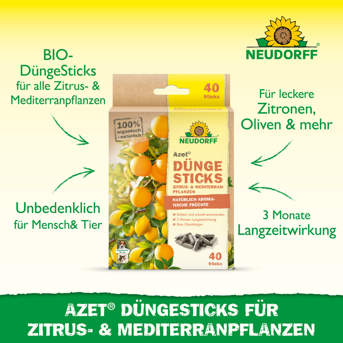 Neudorff Azet DüngeSticks für Zitrus- und Mediterranpflanzen - Silberkraft