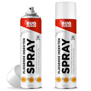 BugPower Spray gegen fliegende Insekten 400 ml - breites Wirkungsspektrum - schnelle Wirkung & mit Knock-Down-Effekt - Silberkraft