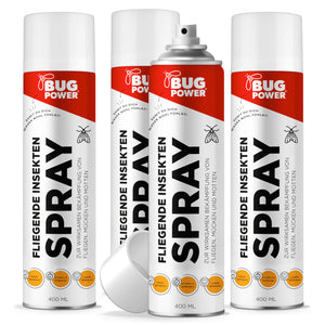 BugPower Spray gegen fliegende Insekten 400 ml - breites Wirkungsspektrum - schnelle Wirkung & mit Knock-Down-Effekt - Silberkraft