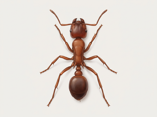 Wścieklica zwyczajna (Myrmica rubra), robotnica widziana z góry