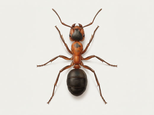 Mrówka rudnica (Formica rufa), robotnica widziana z góry