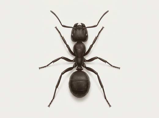 Hurtnica pospolita (Lasius niger), robotnica widziana z góry