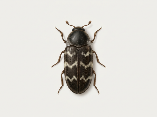 Chrząszcz berliński (Trogoderma angustum), chrząszcz z góry