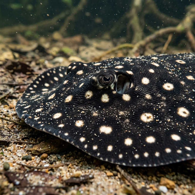 Black Diamond Stechrochen (Potamotrygon leopoldi), ilustracja AI