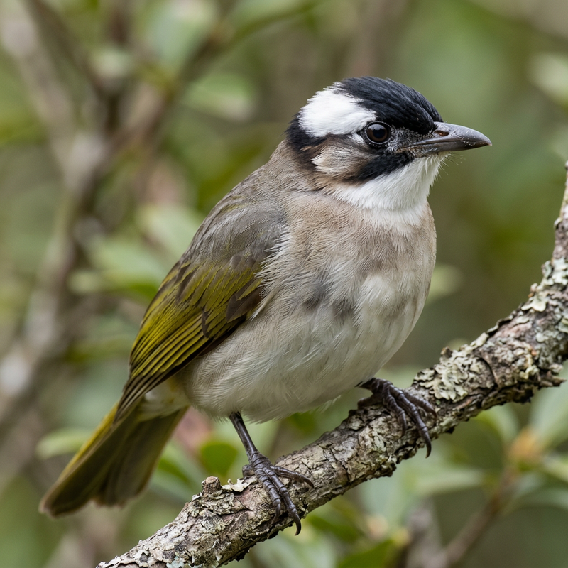 Chinesebülbül (Pycnonotus sinensis), ilustracja AI