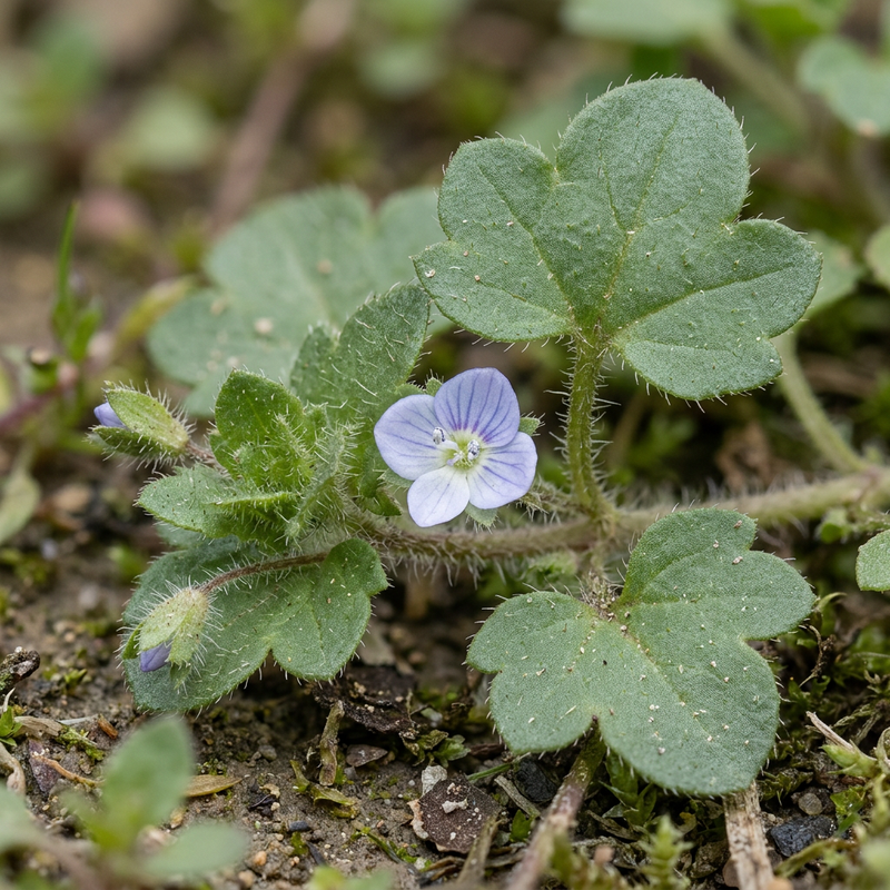 Efeu-Ehrenpreis (Veronica hederifolia), ilustracja AI